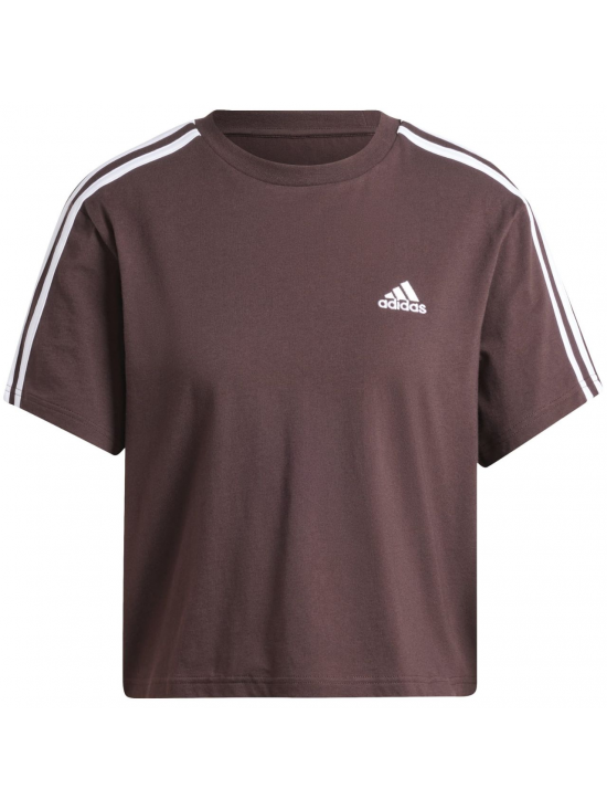 Dámsky crop top adidas Essentials s 3 pruhmi, hnedý IY4229